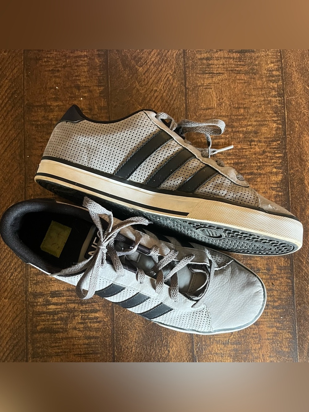 Men's NEO ADIDAS gray black stripe shoes 10.5
